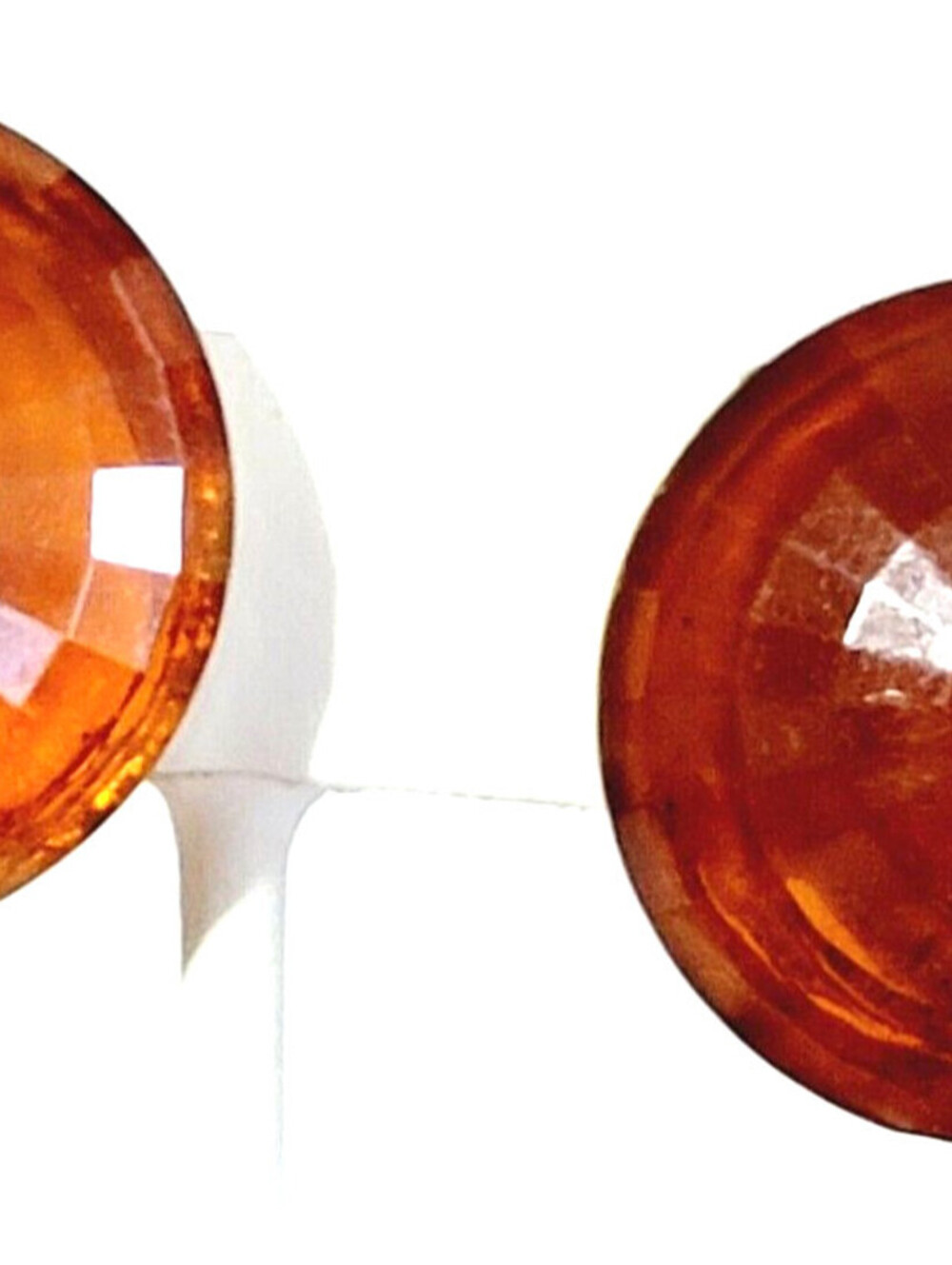 Vintage Amber Lucite Clip‎ on Earrings Chunky Round Gold-tone Retro Jewelry RC-